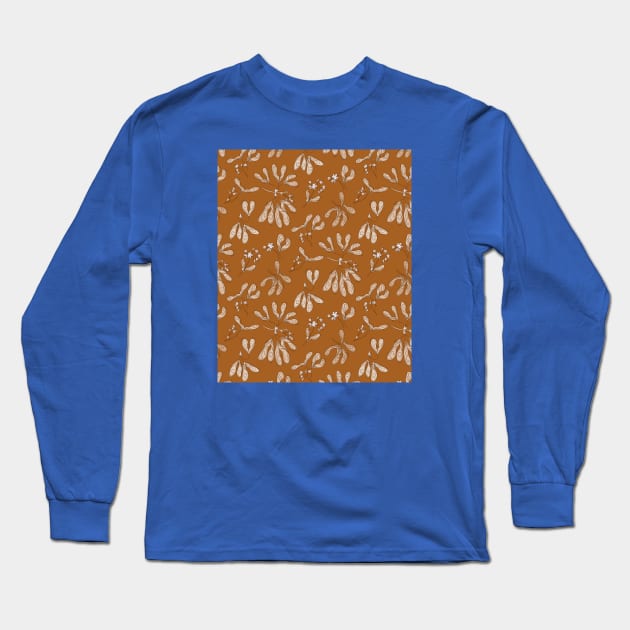 Maple pattern brown Long Sleeve T-Shirt by Milatoo